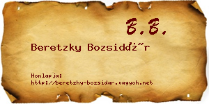 Beretzky Bozsidár névjegykártya
